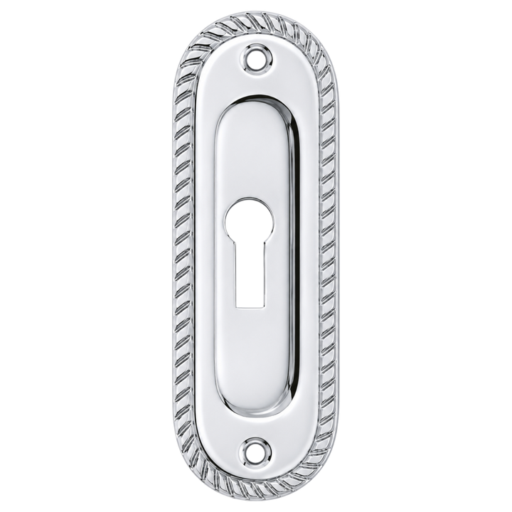 Georgian Rope Oval Privacy Pocket Door Pull with Keyhole (Several Finishes Available)