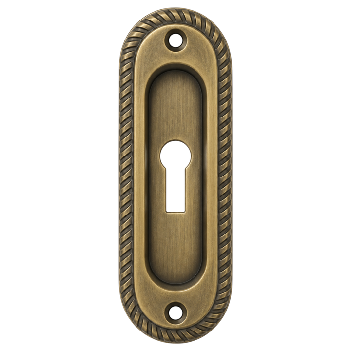 Georgian Rope Oval Privacy Pocket Door Pull with Keyhole (Several Finishes Available)