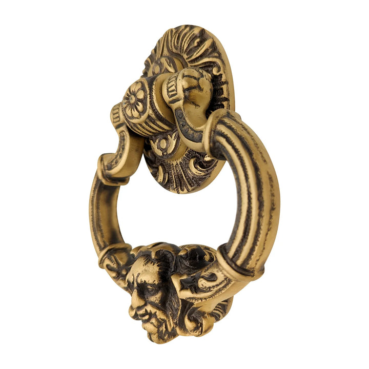 7 Inch (3 3/8 Inch c-c) Neptune Door Knocker in Solid Brass (Several Finishes Available)