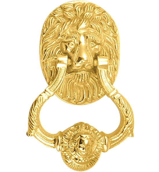 Ornate 7 1/2 inch Brass Lion Door Knocker (Several Finishes Available)