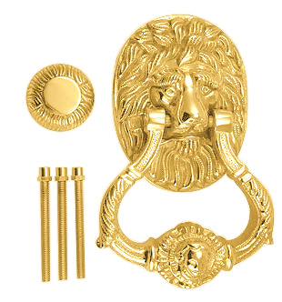Ornate 7 1/2 inch Brass Lion Door Knocker (Several Finishes Available)