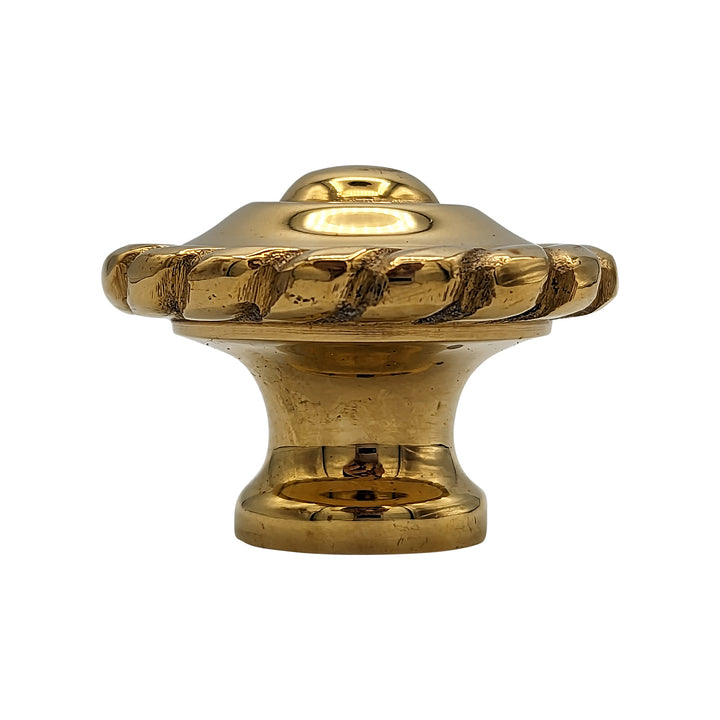 1 1/2 Inch Solid Brass Georgian Roped Cabinet & Furniture Knob (Polished Brass Finish)