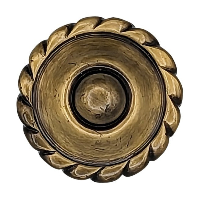 ##Antique Hardware## 1 1/2 Inch Solid Brass Georgian Roped Cabinet & Furniture Knob (Antique Brass Finish)