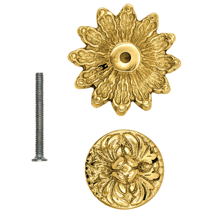 2 Inch Rococo Cabinet & Furniture Knob with Backplate (Several Finishes Available)