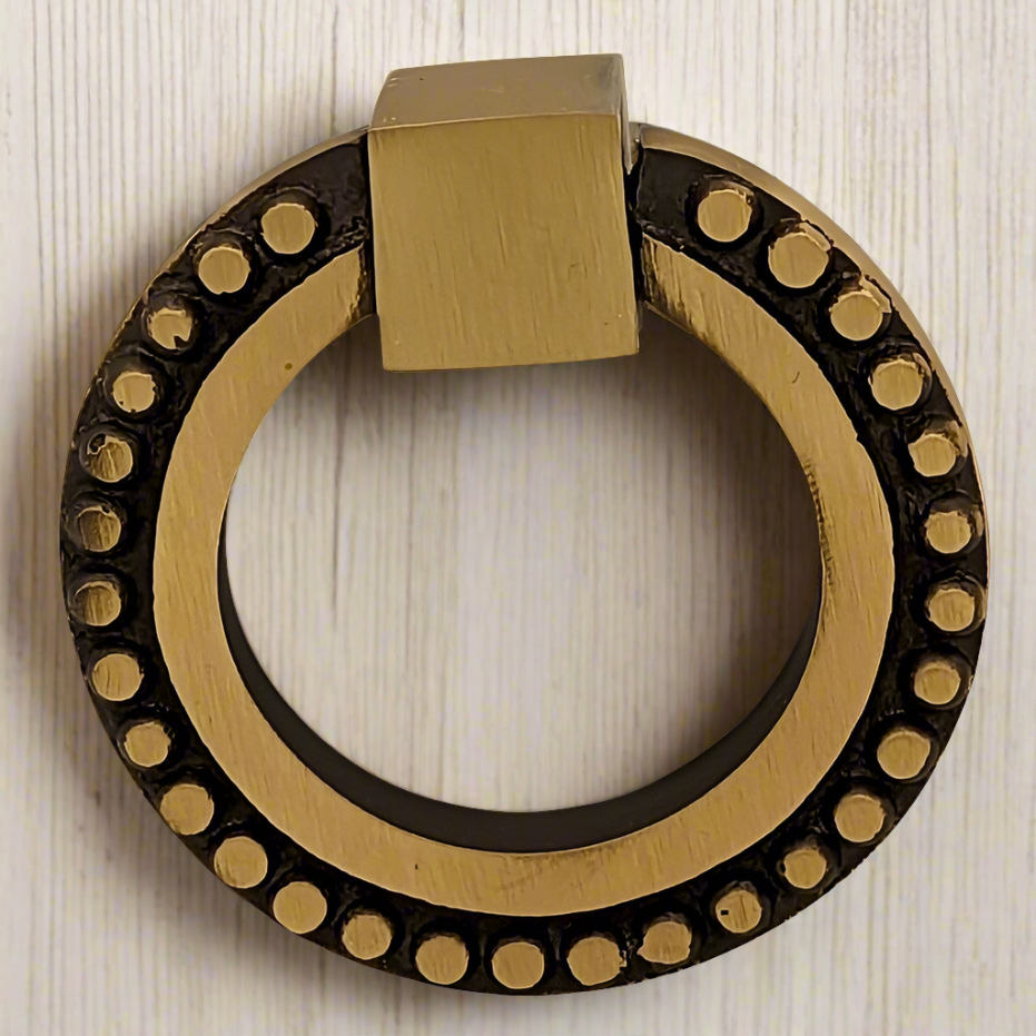 Antique Hardware 2 Inch Solid Brass Beaded Drawer Ring Pull MISSION RING PULLS