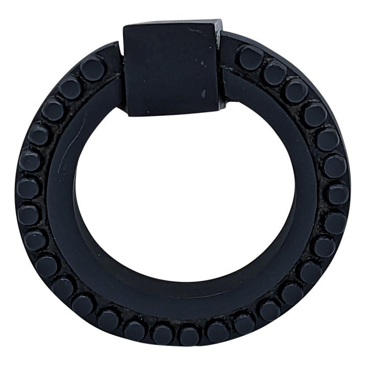 ##Antique Hardware## Open Box Sale Item 2 Inch Solid Brass Beaded Drawer Ring Pull (Oil Rubbed Bronze Finish) - Set of 2