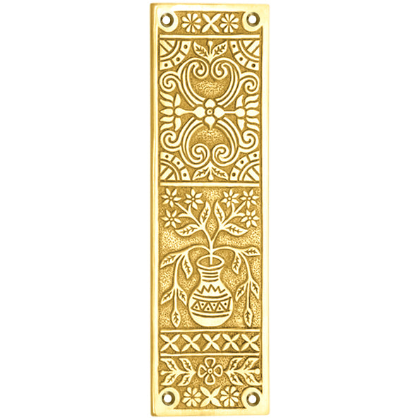 10 Inch Broken Leaf Pattern Solid Brass Push Plate