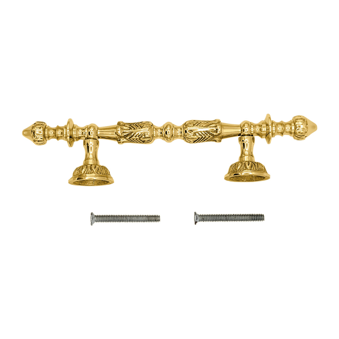 8 Inch (4 1/2 Inch C-C) Solid Brass French Empire Door Pull