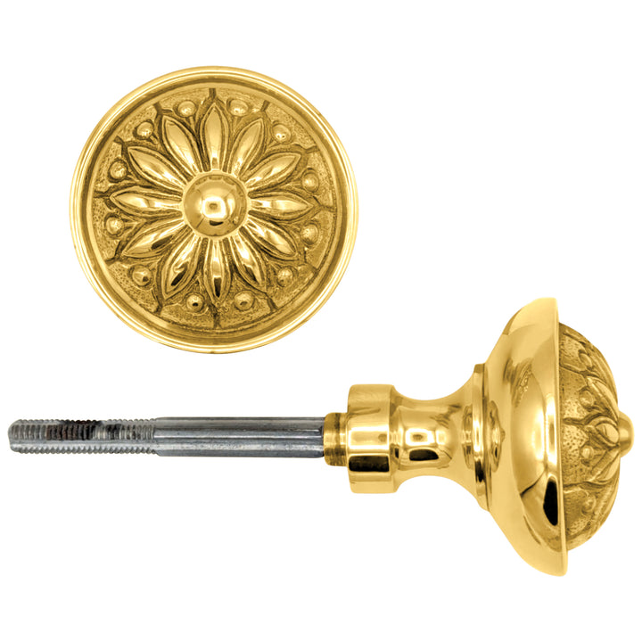 Floral Imprint Solid Brass Spare Door Knob Set (Several Finishes Available)