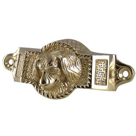 ##Antique Hardware## 4 Inch Overall (3 1/2 Inch c-c) Solid Brass Golden Retriever Rectangular Cup Pull