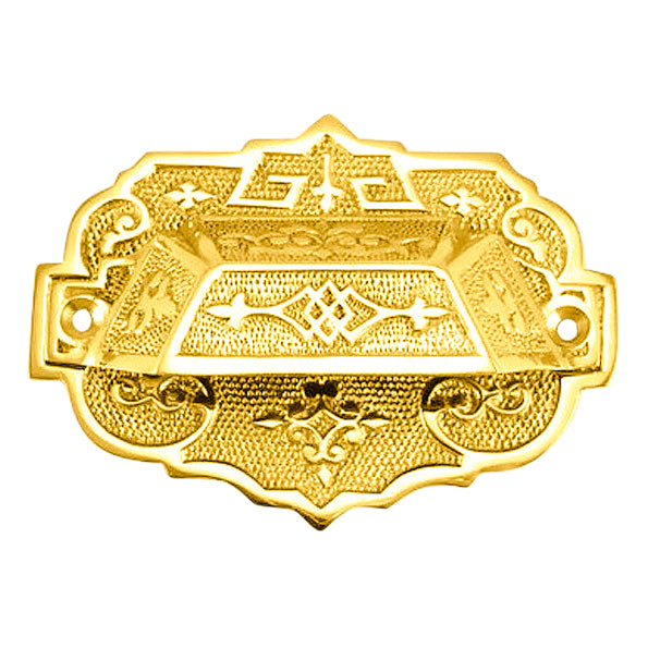 4 3/8 Inch Overall (3 1/4 Inch c-c) Solid Brass Eastlake Cup & Bin Pull With Backplate