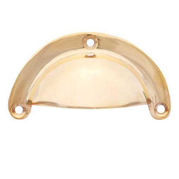 ##Antique Hardware## 3 3/8 Inch Overall (3 Inch c-c) Solid Brass Traditional Cup Pull