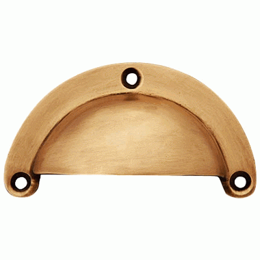 ##Antique Hardware## 3 3/8 Inch Overall (3 Inch c-c) Solid Brass Traditional Cup Pull