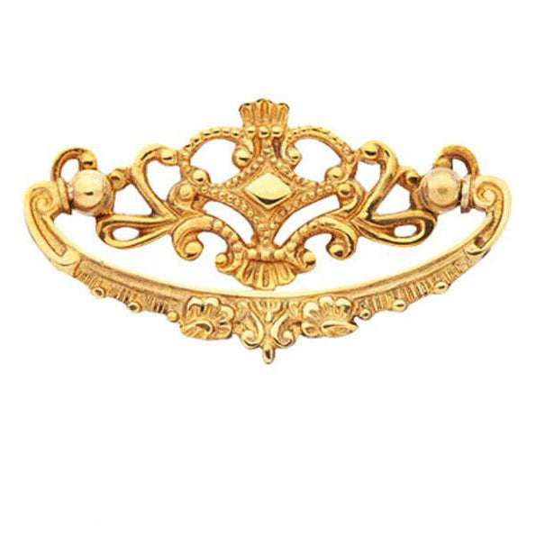 ##Antique Hardware## 4 1/8 Inch Solid Brass Ornate Victorian Pull