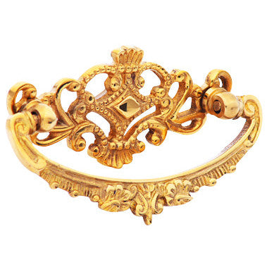 ##Antique Hardware## 4 1/8 Inch Solid Brass Ornate Victorian Pull