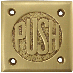 ##Antique Hardware## 2 3/4 Inch Brass Classic American "PUSH" Plate