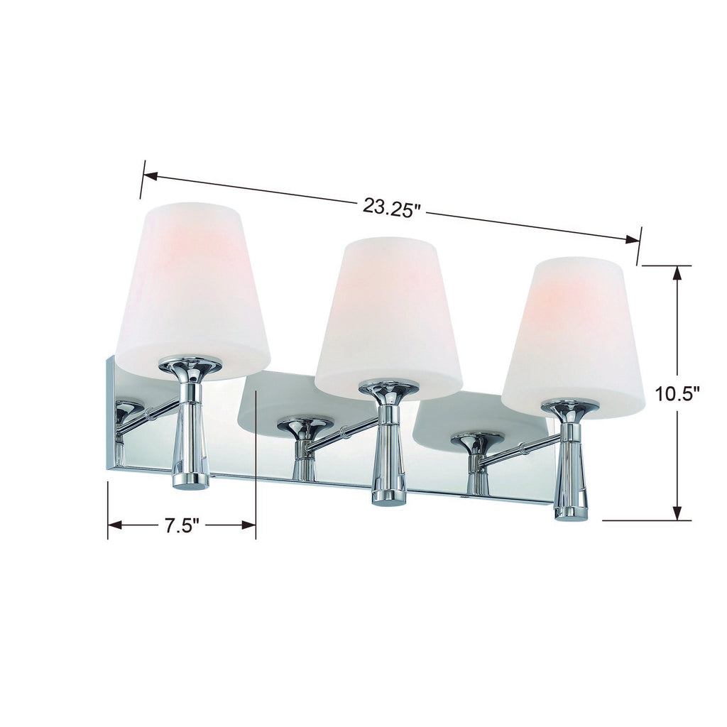 ##Antique Hardware## Ramsey 3 Light Polished Nickel Bathroom Vanity