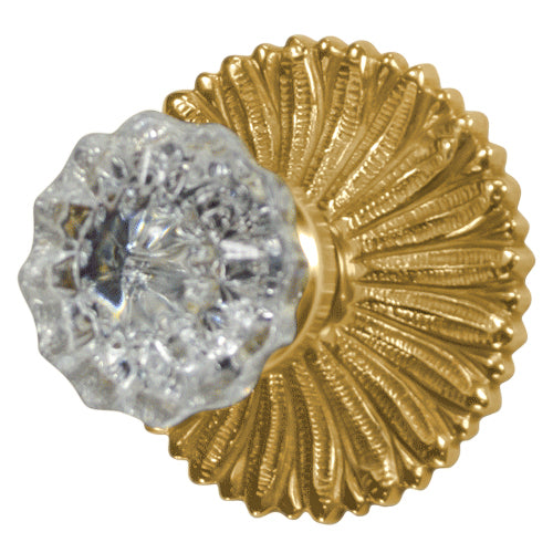 French Provincial Rosette Door Set with Crystal Fluted Door Knobs (Several Finishes Available)