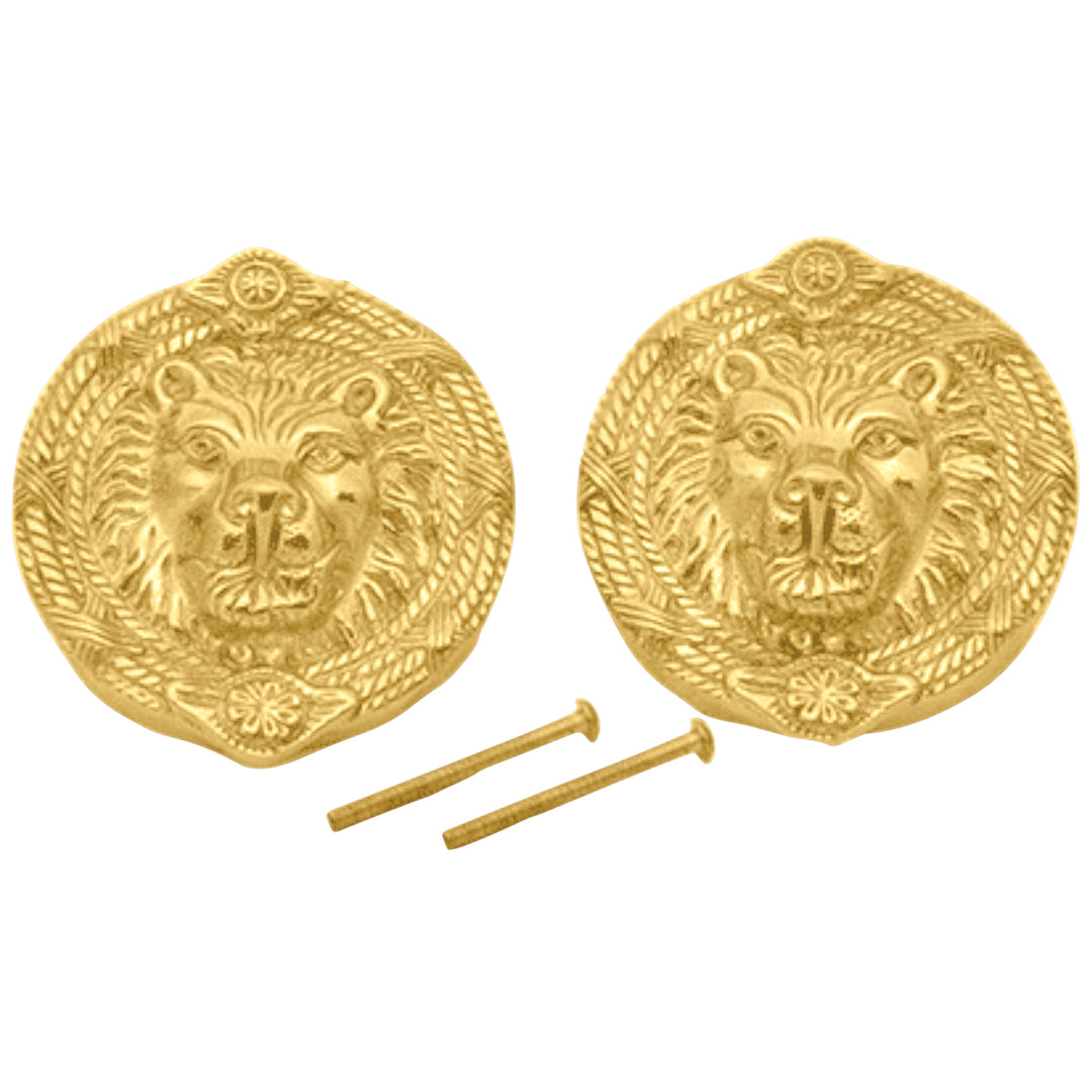 Solid Brass Deadbolt Hole Cover - Lion Heads