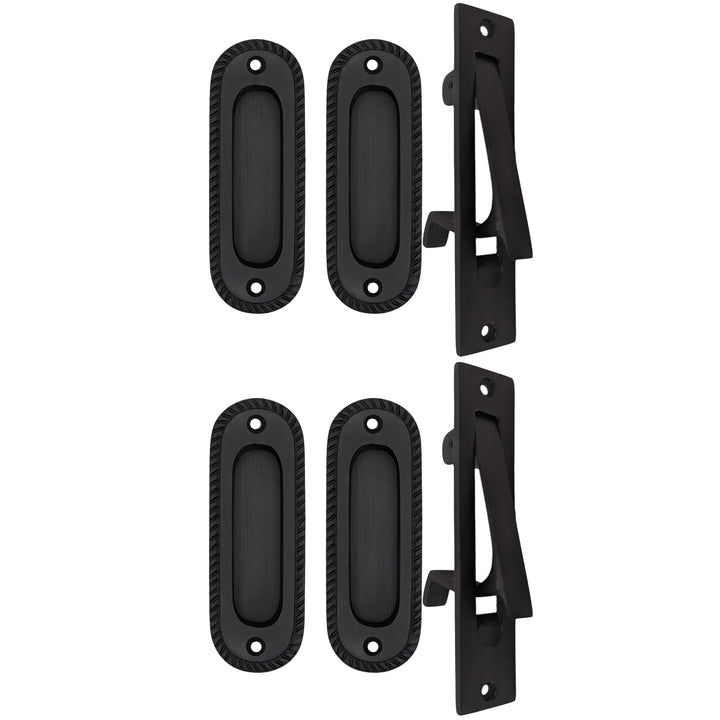 ##Antique Hardware## Georgian Rope Oval Pocket Door Set (Several Finishes Available)