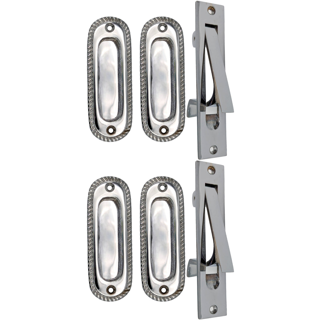 ##Antique Hardware## Georgian Rope Oval Pocket Door Set (Several Finishes Available)