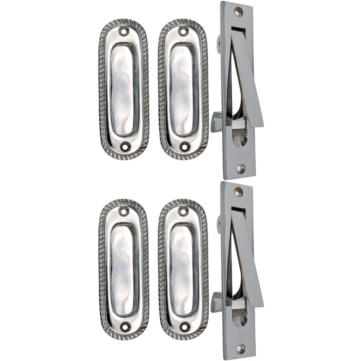 ##Antique Hardware## Georgian Rope Oval Pocket Door Set (Several Finishes Available)