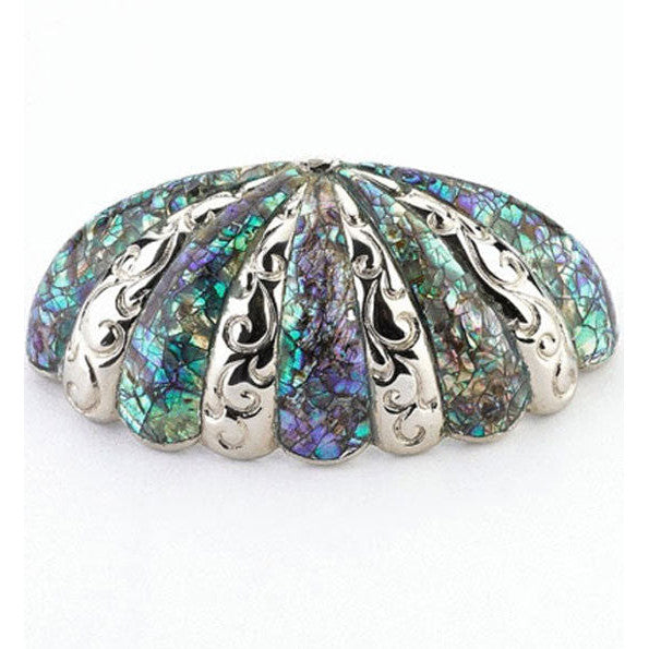 ##Antique Hardware## 3 1/2 Inch (3 Inch c-c) Symphony Inlays Imperial Shell Cup Pull