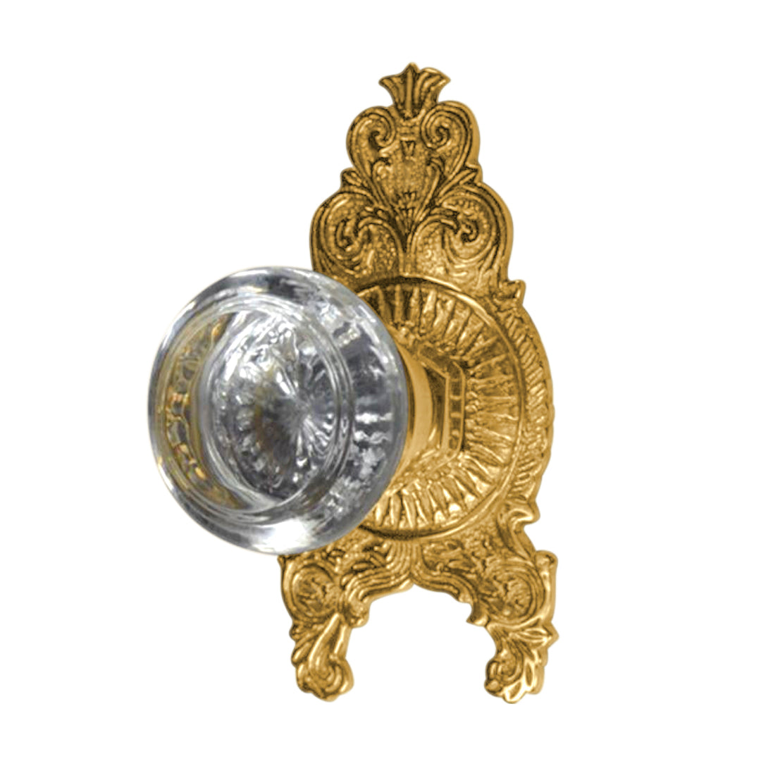 ##Antique Hardware## Ornate Victorian Rosette with Round Crystal Door Knobs (Several Finishes Available)