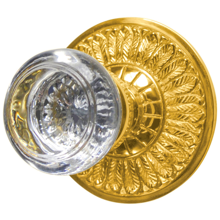 ##Antique Hardware## Feather Rosette Door Set with Round Crystal Door Knobs (Several Finishes Available)