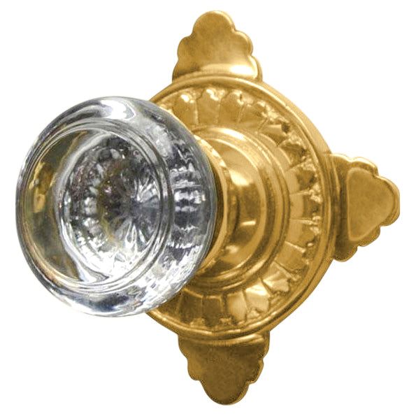 Art Deco Door Set with Round Crystal Door Knobs (Several Finishes Available)