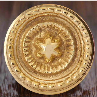 ##Antique Hardware## 1 1/4 Inch Solid Brass Beaded Star Round Cabinet & Furniture Knob