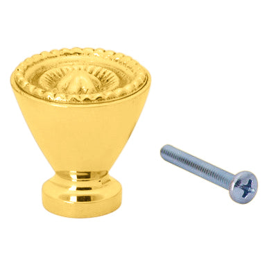 1 1/4 Inch Solid Brass Beaded Star Round Cabinet & Furniture Knob