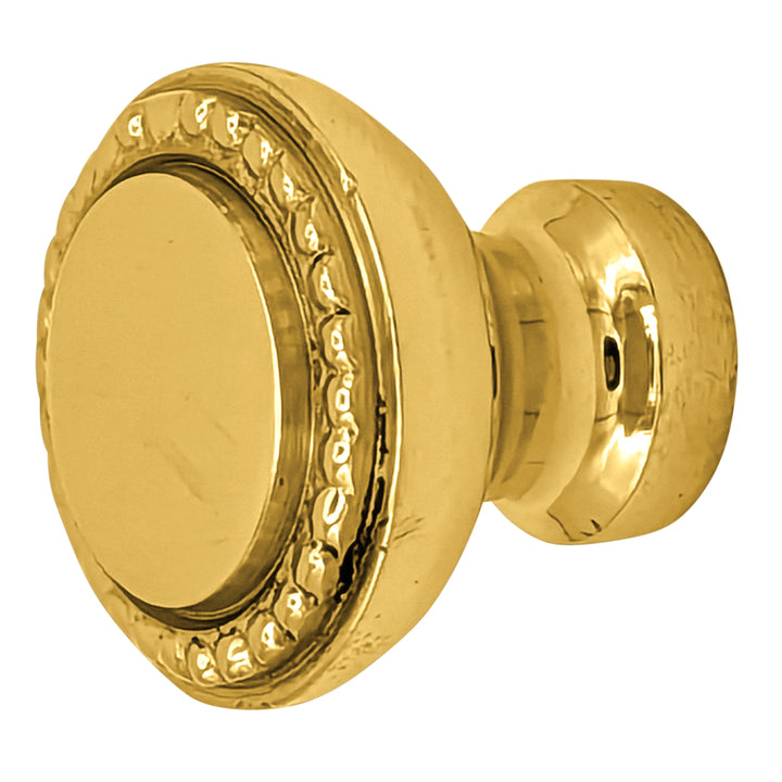 1 Inch Solid Brass Beaded Round Cabinet & Furniture Knob