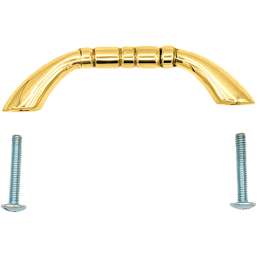 4 3/4 Inch Overall (4 Inch c-c) Solid Brass Traditional Pull (Several Finishes Available)