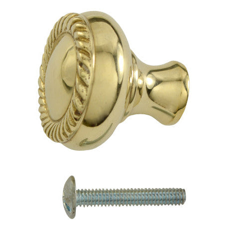 ##Antique Hardware## 1 1/4 Inch Solid Brass Round Georgian Roped Cabinet & Furniture Knob