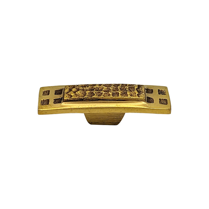 ##Antique Hardware## 2 1/2 Inch Solid Brass Square Craftsman Hammered Cabinet & Furniture Knob