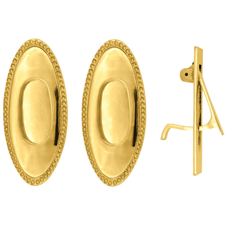 Beaded Oval Pocket Door Set (Polished Brass Finish)