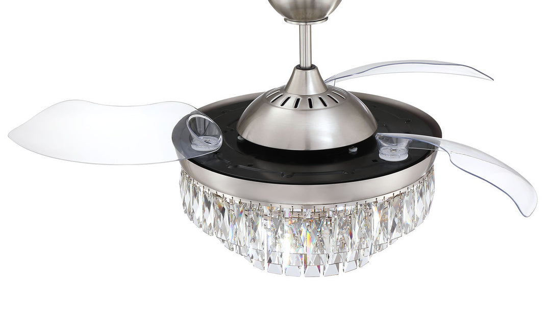 42" Sofia in Brushed Polished Nickel w/ Clear Acrylic Blades