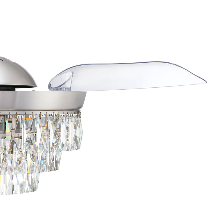 42" Sofia in Brushed Polished Nickel w/ Clear Acrylic Blades