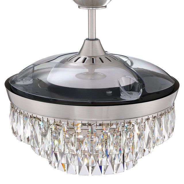 42" Sofia in Brushed Polished Nickel w/ Clear Acrylic Blades