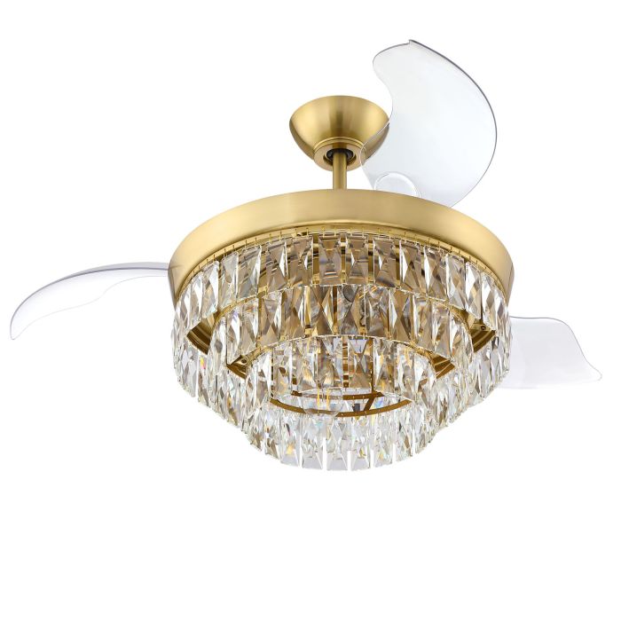 ##Antique Hardware## 42" Sofia in Satin Brass w/ Clear Acrylic Blades