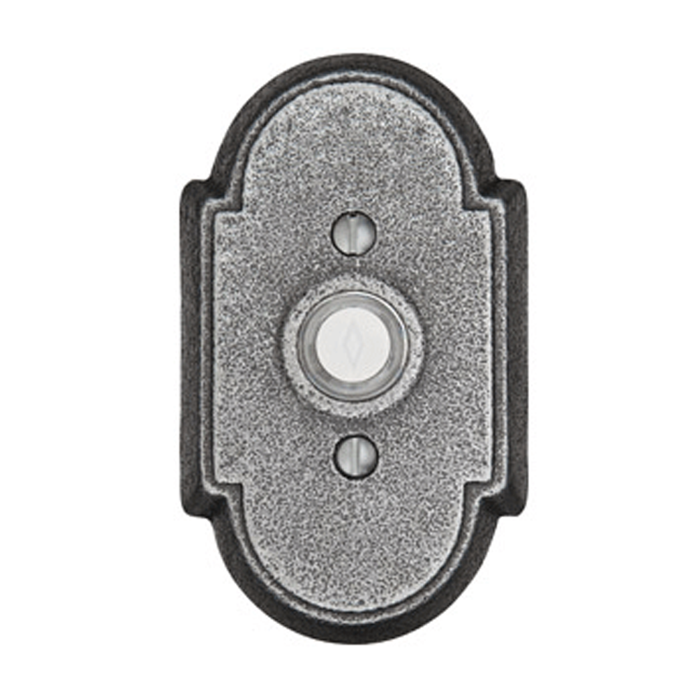 Antique Hardware 4 3/8 Inch Wrought Steel Doorbell Button with Arched Rosette Door Bells & Chimes