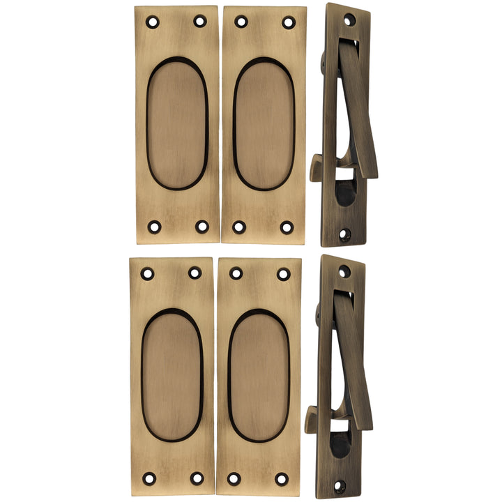 ##Antique Hardware## Traditional Rectangular Pocket Door Set (Several Finishes Available)