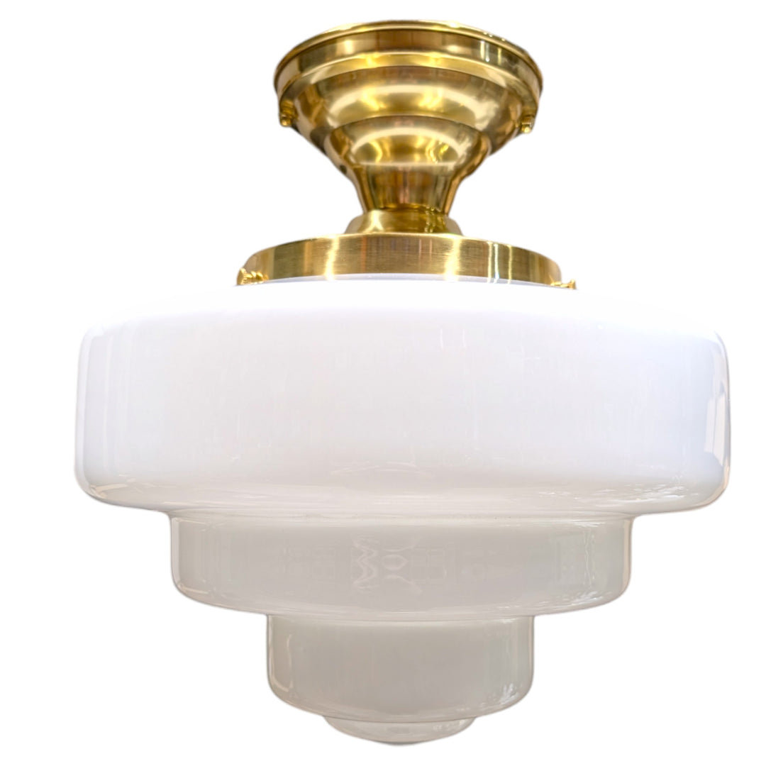 ##Antique Hardware## Tiered Schoolhouse Glass Semi-Flush Standard Light (Several Finishes Available)