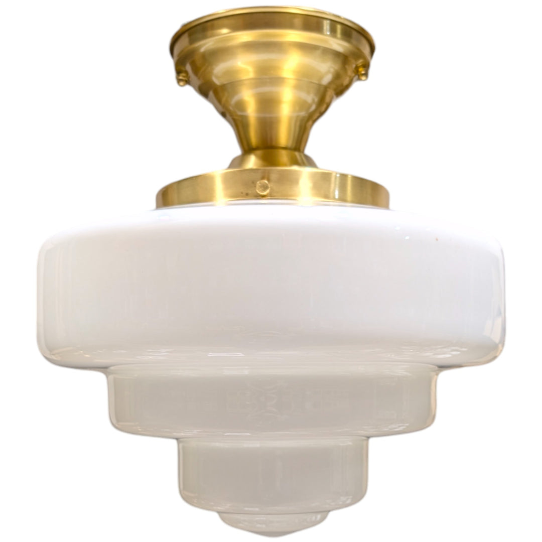 ##Antique Hardware## Tiered Schoolhouse Glass Semi-Flush Standard Light (Several Finishes Available)