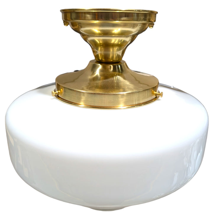 ##Antique Hardware## Tiered Schoolhouse Glass Semi-Flush Standard Light (Several Finishes Available)