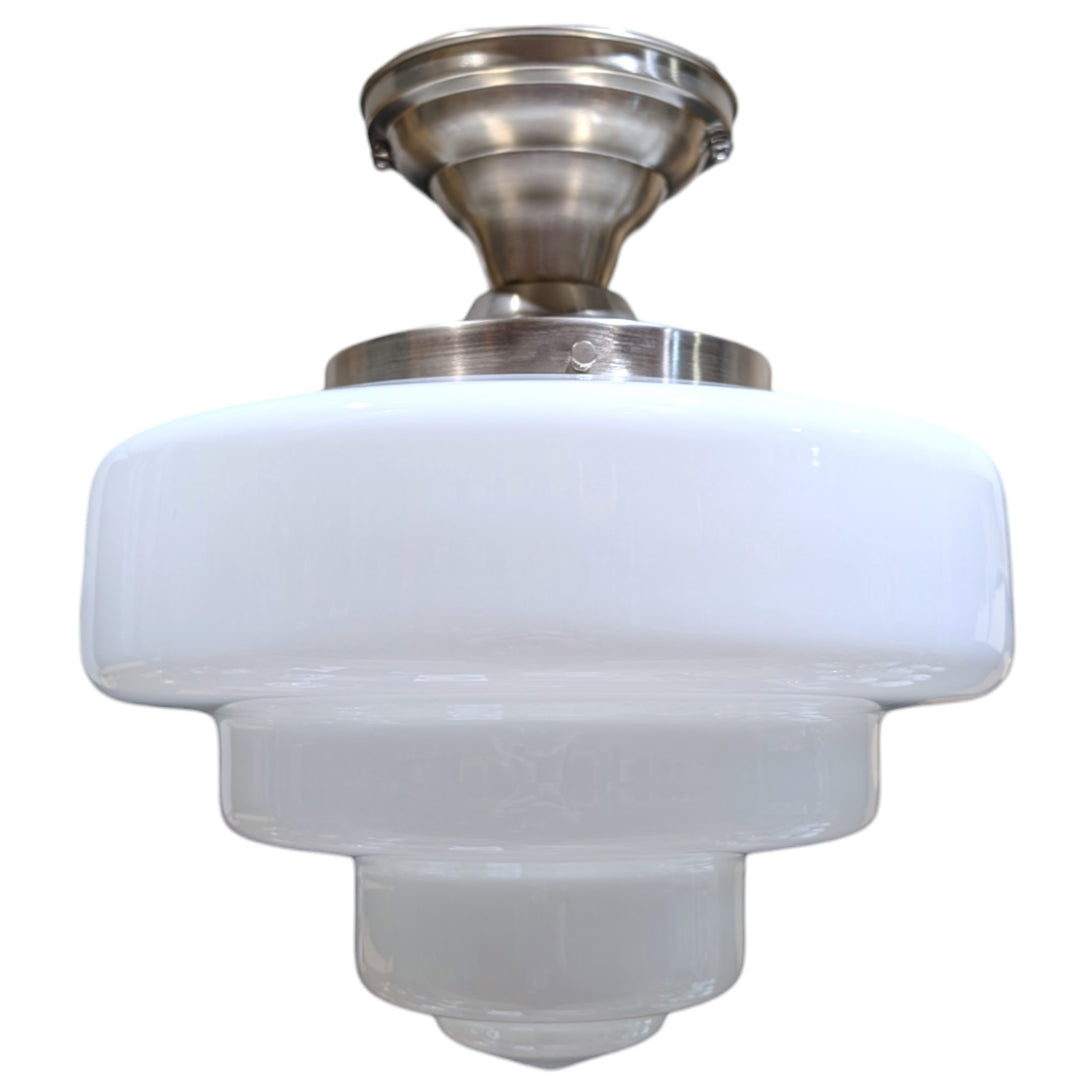 ##Antique Hardware## Tiered Schoolhouse Glass Semi-Flush Standard Light (Several Finishes Available)