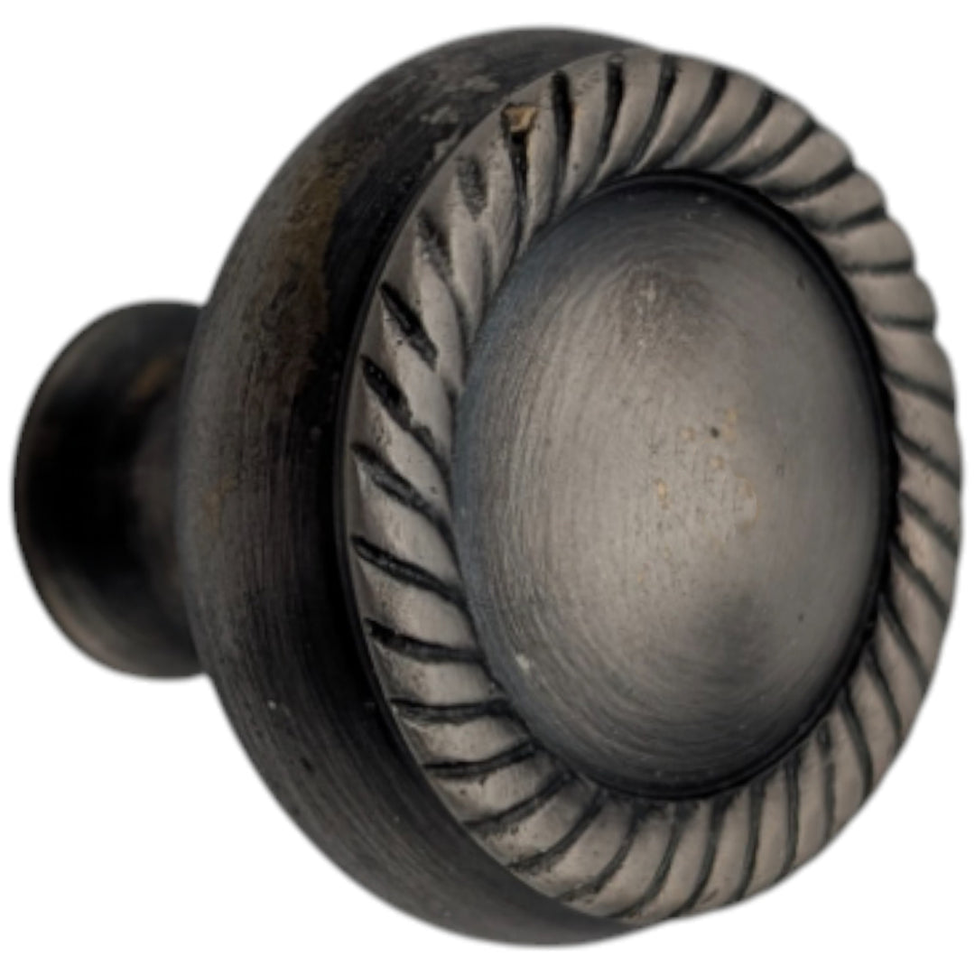 ##Antique Hardware## 1 1/4 Inch Solid Brass Round Georgian Roped Cabinet & Furniture Knob