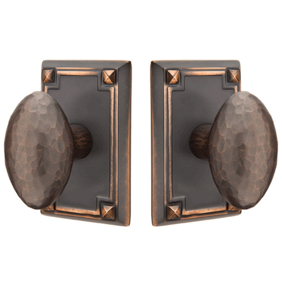 ##Antique Hardware## Hammered Egg Knob With Rectangular Rosette (Several Finish Options)