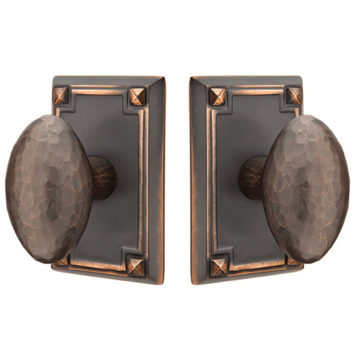 ##Antique Hardware## Hammered Egg Knob With Rectangular Rosette (Several Finish Options)